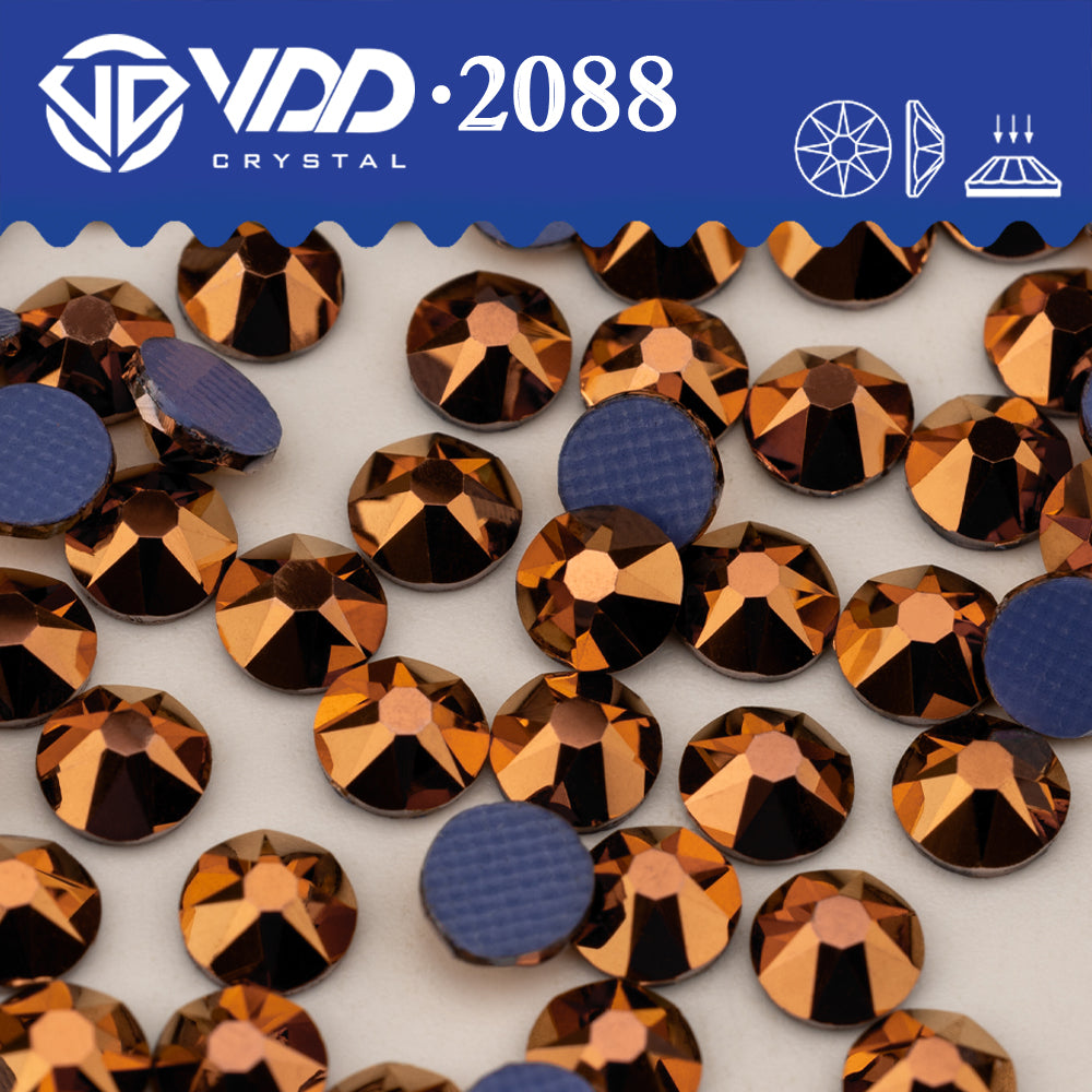 VDD 069 Rose Gold SS16-SS30 High Quality Hot-Fix Glass 2088 Rhinestones Crystal Flatback 8 Big 8 Small DIY Clothes Decoration