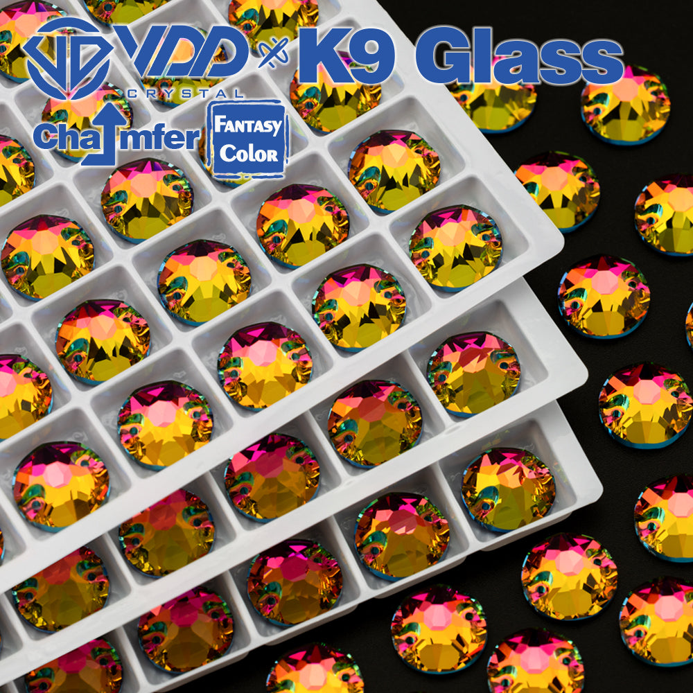 VDD 8B-8S 12mm 40Pcs Vitrail Medium Color Top Quality K9 Glass Sew on Rhinestone Sewing Crystal Flatback Clothes Decorations