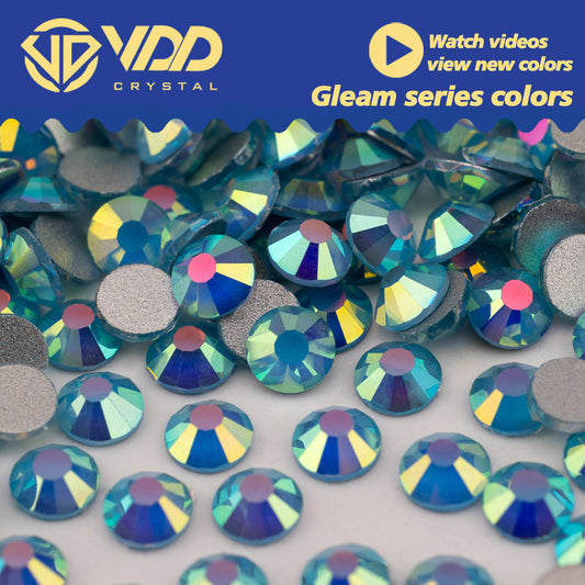 VDD 483 Gleam-Blue SS4-SS30 High Quality Glass Rhinestones Crystal Flatback Strass Bright Stones For DIY Nail Art Accessories