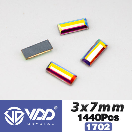 VDD 1702-3x7mm Wholesale 1440Pcs Rectangle Glass Rhinestones Crystal AB Flatback HotFix Strass Shape 3D Stones For Nail Art DIY Decorations