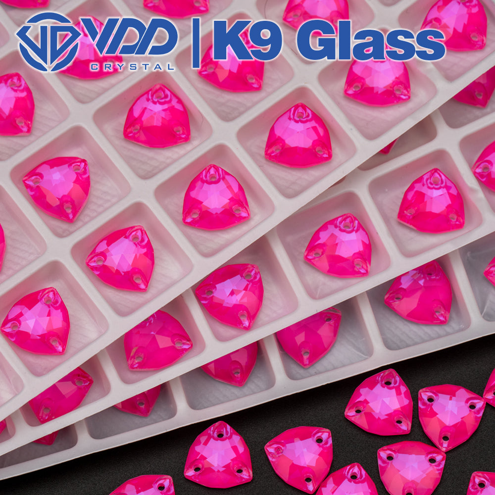 VDD 12x12mm Trilliant  K9 Neon Rose Glass Sew on Rhinestones Sewing Clear Crystal Flatback Stones for Clothes Accessories