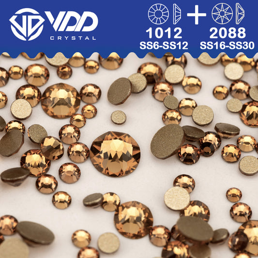 VDD 007 Lt.Co.Topaz Wholesale Mix Size SS6-SS30 High Quality Glass 2088 Rhinestones Crystal Gold Flatback Strass Stones Nail Art DIY Decorations