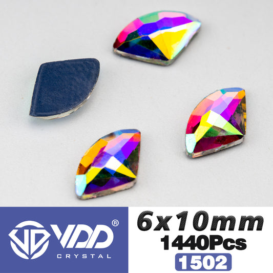 VDD 1502-6x10mm Wholesale 1440Pcs Rectangle Glass Rhinestones Crystal AB Flatback HotFix Strass Shape 3D Stones For Nail Art DIY Decorations