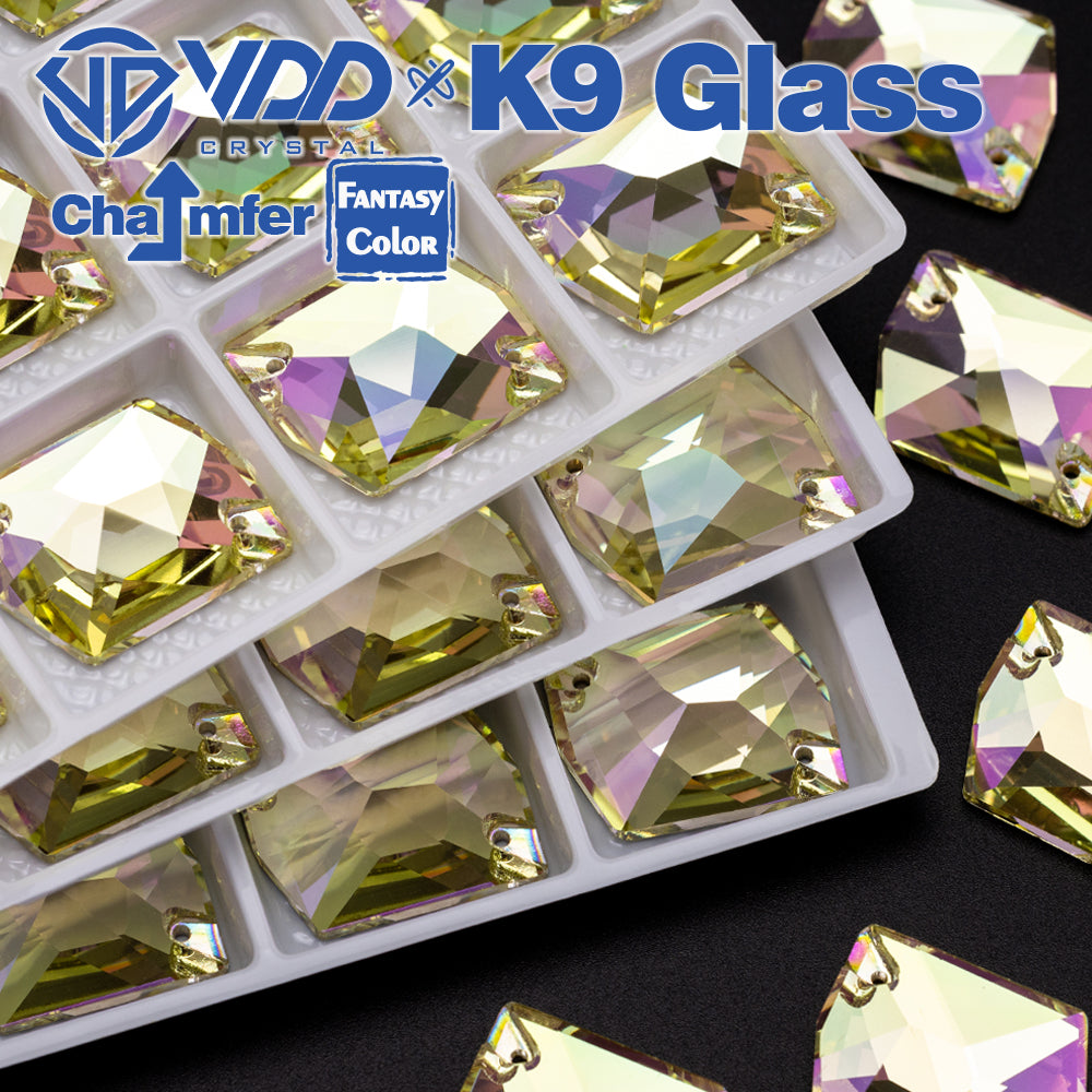 VDD Cosmic 17x21mm 15Pcs Glimmer Color Top Quality K9 Glass Sew on Rhinestone Sewing Crystal Flatback Garment Decorations