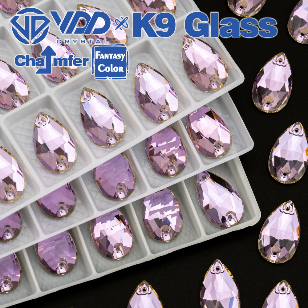 VDD Pear 11x18mm 24Pcs Violet Beam Color Top Quality K9 Glass Sew on Rhinestone Sewing Crystal Flatback Clothes Decorations