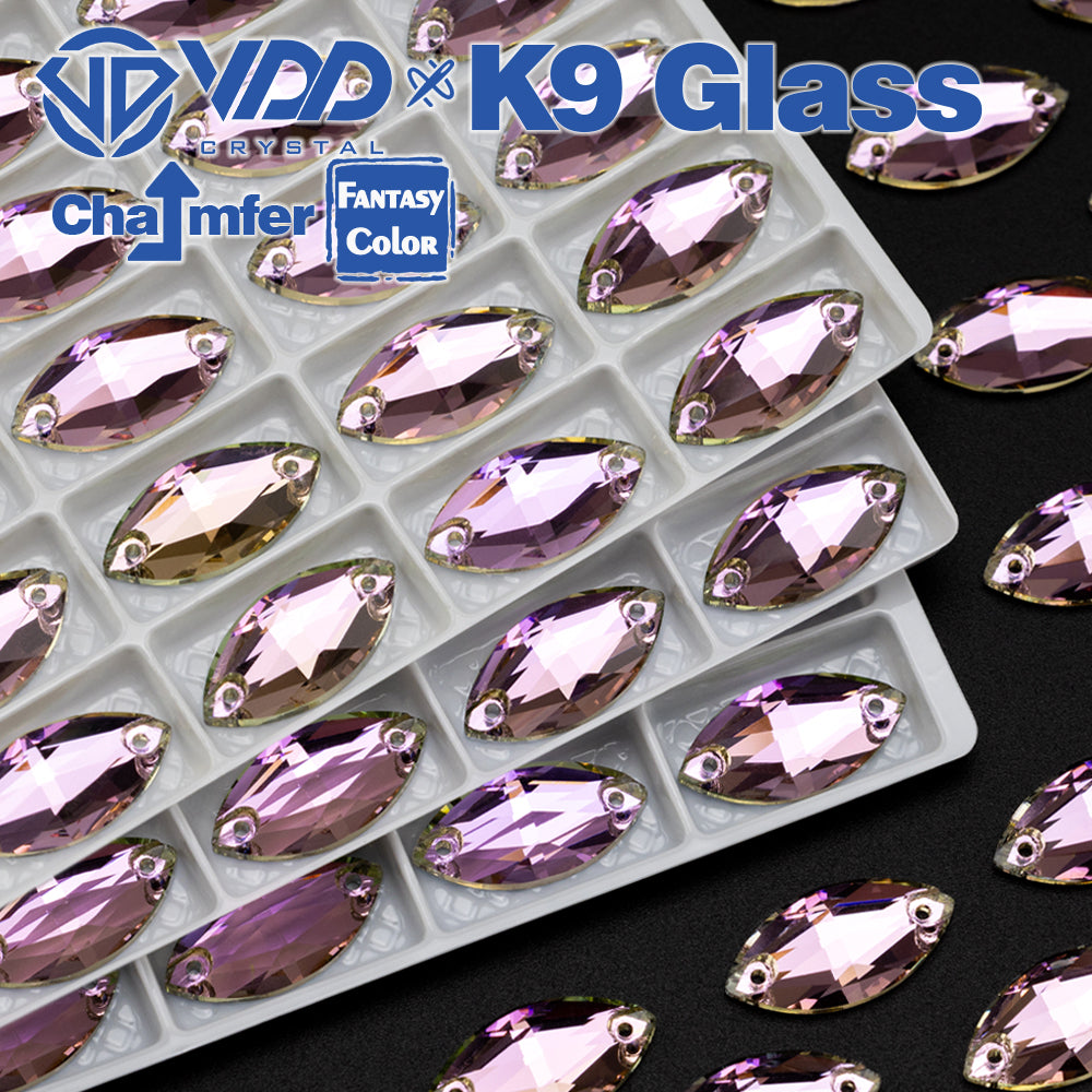 VDD Navette 9x18mm 36Pcs Violet Beam Color Top Quality K9 Glass Sew on Rhinestone Sewing Crystal Flatback Clothes Decorations