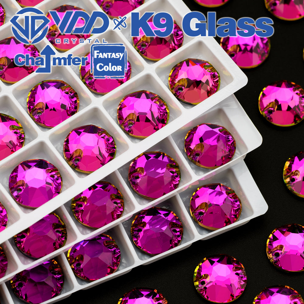 VDD 8B-8S 12mm 40Pcs Rose Pulse Color Top Quality K9 Glass Sew on Rhinestone Sewing Crystal Flatback Clothes Decorations