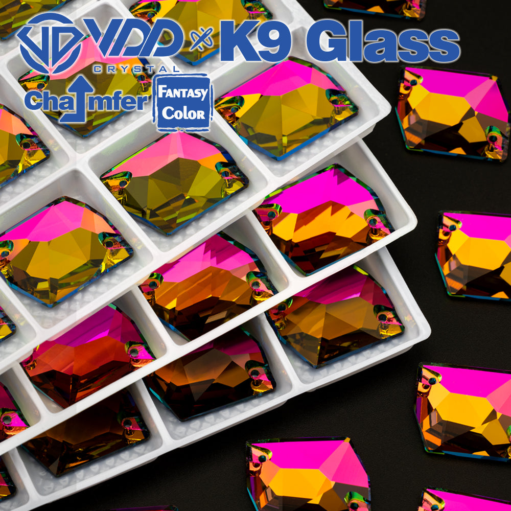VDD Cosmic 17x21mm 15Pcs Vitrail Medium Color Top Quality K9 Glass Sew on Rhinestone Sewing Crystal Flatback Garment Decorations