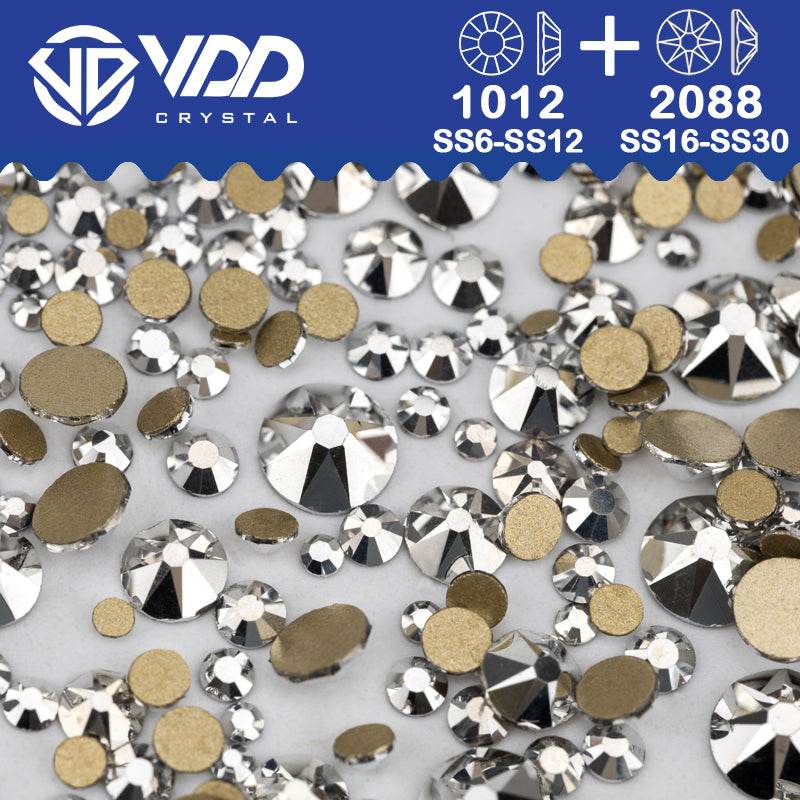 VDD 066 Labrador 1440Pcs SS4-SS20 Mix Size Crystal Non HotFix Gold Flat Back Rhinestones Decorations DIY 3DNail Art Accessories