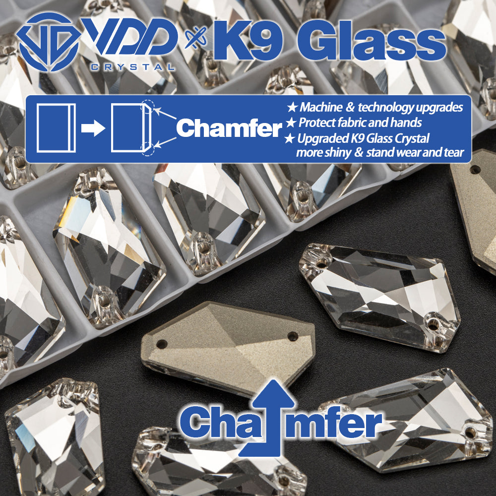 VDD Strange Rhombus Top Quality K9 Glass Sewing Crystal Flatback Sew on Rhinestones for Craft Clothes Accessories Dress