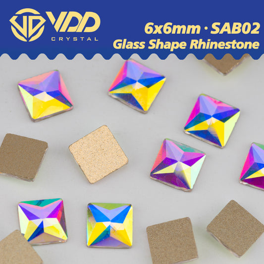 VDD 6x6mm - SAB02  100/500/1440Pcs Glass Shape Crystal Rhinestones Crystal AB Flatback Glitter Stones For DIY Nail Art Decorations  SAB Series
