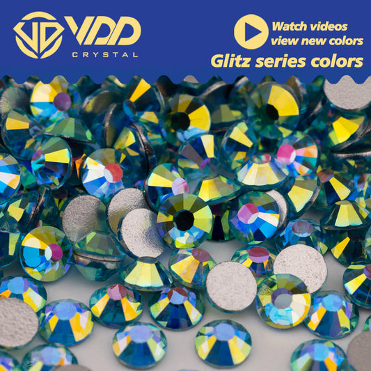 VDD 433 Glitz-Azure SS4-SS30 High Quality Glass Rhinestones Crystal Flatback Strass Diamond Stones For DIY Nail Art Accessories