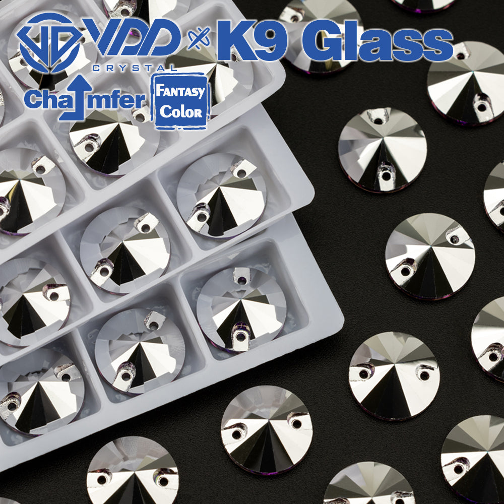 VDD Rivoli 12mm 40Pcs Labrador Color Top Quality K9 Glass Sew on Rhinestone Sewing Crystal Flatback Clothes Decorations