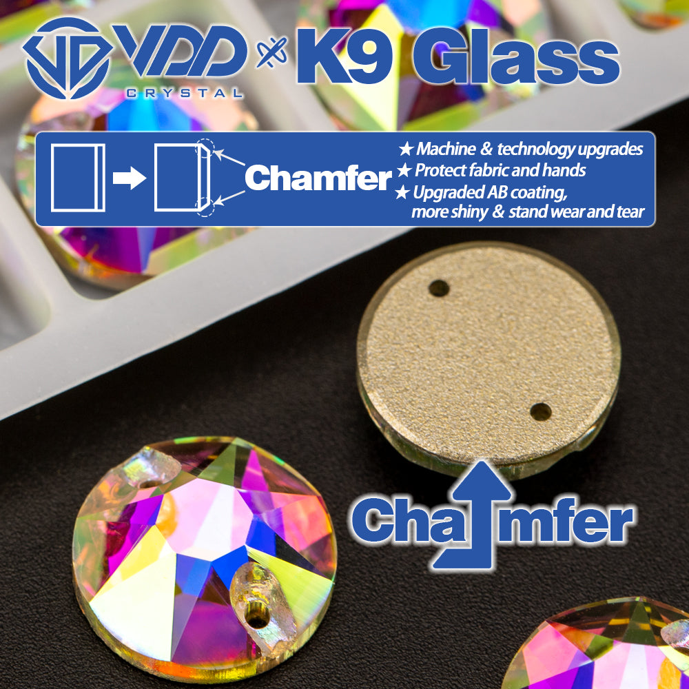 VDD S255 Crystal AB 8 Big 8 Small Top Quality K9 Glass Sew on Rhinestones Crystal Flatback Sewing Stones for Clothes Decorations