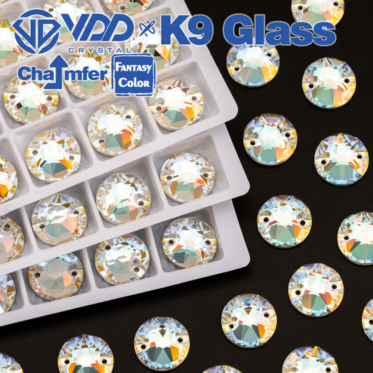 VDD 8B-8S 12mm 40Pcs Aura Mirage  Color Top Quality K9 Glass Sew on Rhinestone Sewing Crystal Flatback Clothes Decorations