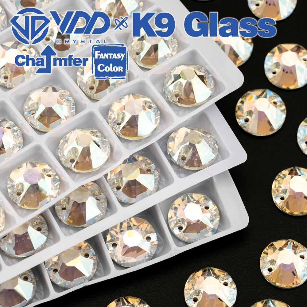 VDD 8B-8S 12mm 40Pcs Stardust Shimmer Color Top Quality K9 Glass Sew on Rhinestone Sewing Crystal Flatback Clothes Decorations