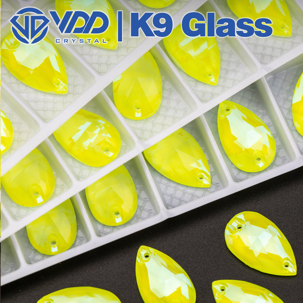 VDD Pear K9 Glass Sew on Rhinestones Sewing Clear Crystals Flat Back Strass Stones for Clothes Accessories Wedding Dress