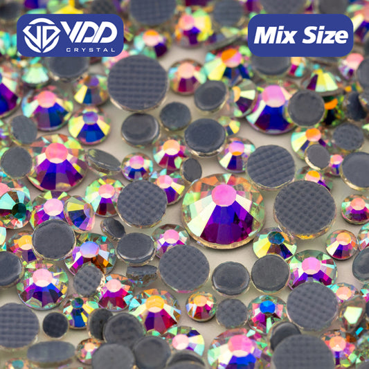 VDD 055 Crystal AB Wholesale SS6-SS30 Hotfix Mix Size Glass Rhinestone Crystal Flat Back High Quality Strass Stones For DIY Clothes Accessories