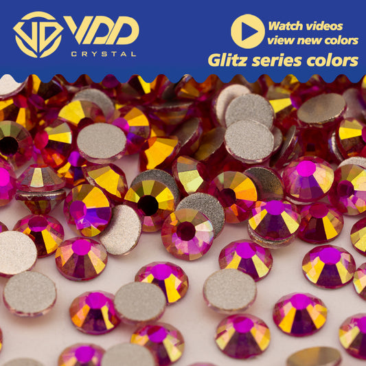 VDD 438 Glitz-Magenta SS4-SS30 High Quality Glass Rhinestones Crystal Flatback Strass Diamond Stones For DIY Nail Art Accessories