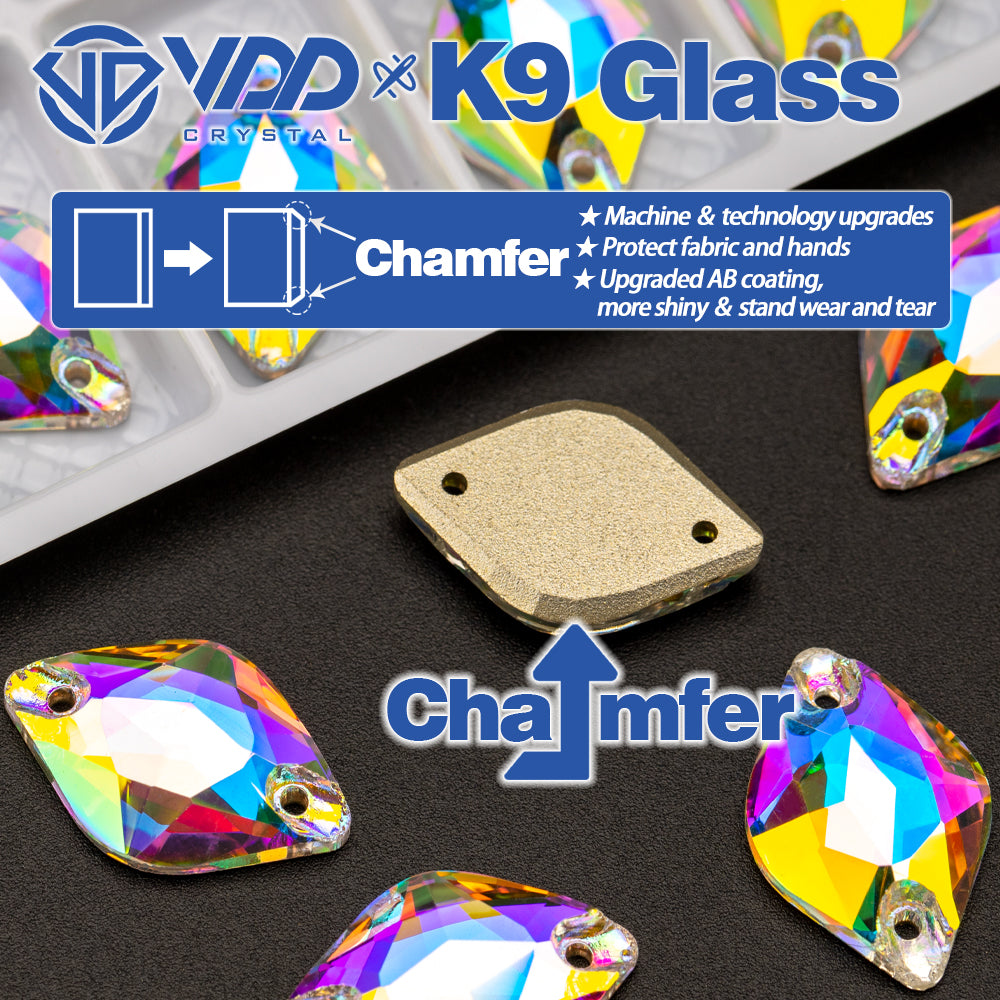 VDD S255 Crystal AB Lemon Top Quality K9 Glass Sew on Rhinestones Crystal Flatback Sewing Stones for Clothes Decorations