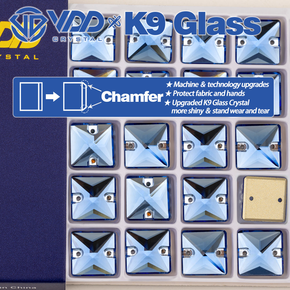 VDD S117 Royal Blue Square K9 Glass Sew On Rhinestones High Quality AAAAA Crystal Flatback Sewing Strass Stones DB-S117