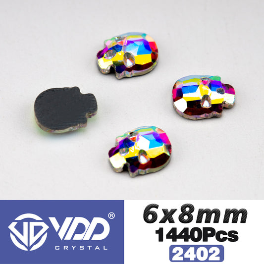 VDD  2402-6x8mm Wholesale 1440Pcs Rectangle Glass Rhinestones Crystal AB Flatback HotFix Strass Shape 3D Stones For Nail Art DIY Decorations