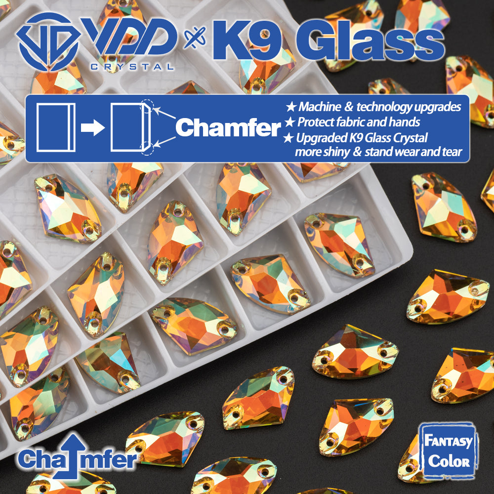 VDD Galactic 9x14mm 36Pcs Burning Sun Color Top Quality K9 Glass Sew on Rhinestone Sewing Crystal Flatback Garment Decoration