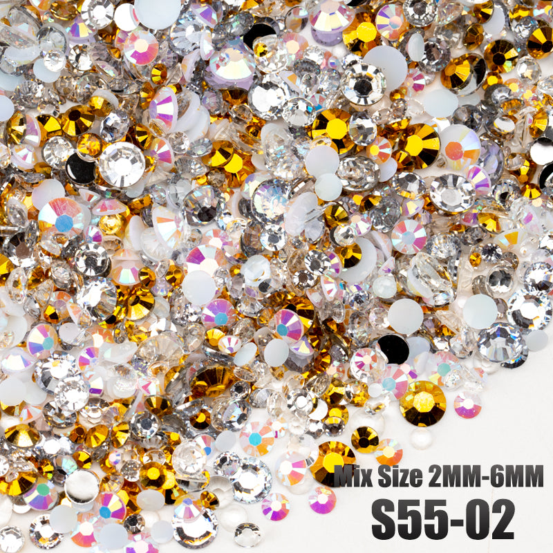 VDD S55-02 Mix Size 2-6mm Resin Rhinestone Crystal Flatback Plastic Flatback Stones SHUZHI