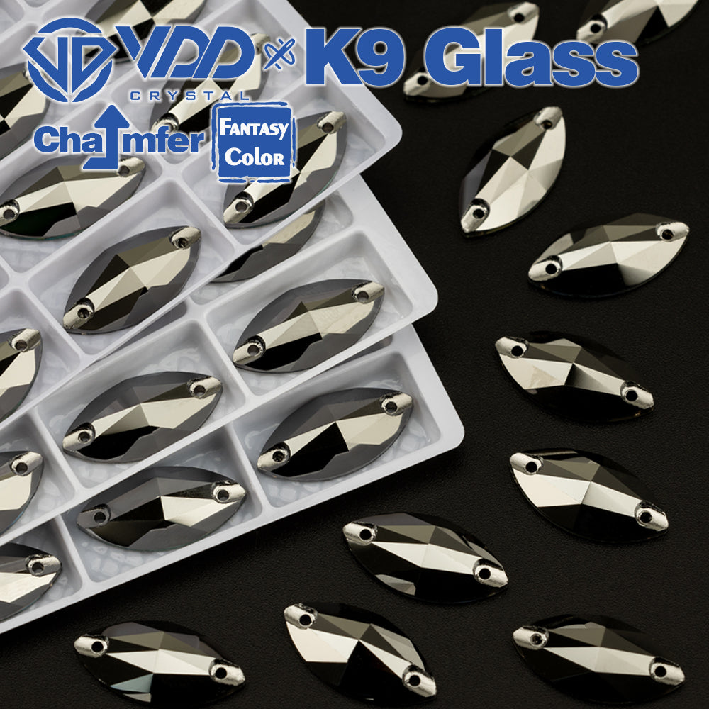 VDD Navette 9x18mm 36Pcs Hematite Color Top Quality K9 Glass Sew on Rhinestone Sewing Crystal Flatback Clothes Decorations