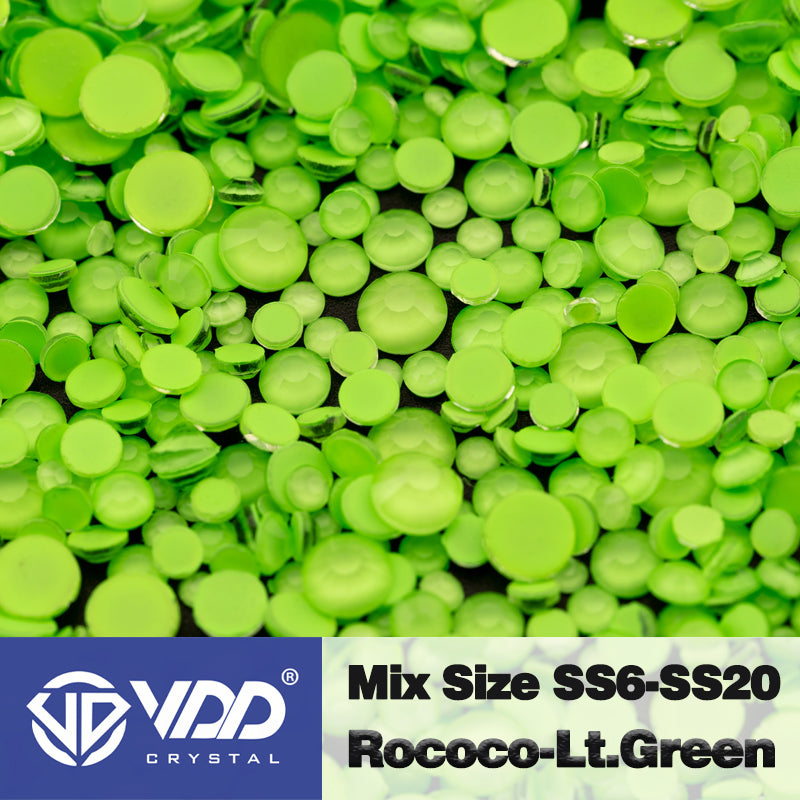 VDD 322 Rococo-Lt.Green Mix Size SS6-SS20 Non-hotfix Rhinestones High Quality Glass Crystal Flatback Strass Stones KKmix-K151