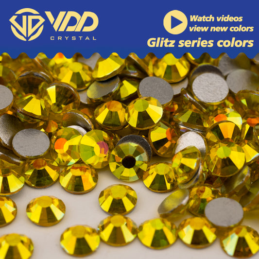 VDD 430 Glitz-Citrine SS4-SS30 High Quality Glass Rhinestones Crystal Flatback Strass Stones For DIY Nail Art Accessories