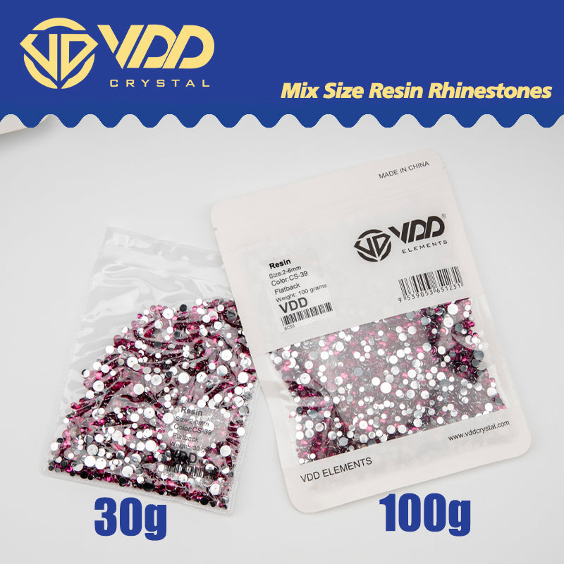 VDD CS-29 Mix Size 2-6mm Resin Rhinestone Crystal Flatback Plastic Flatback Stones SHUZHI
