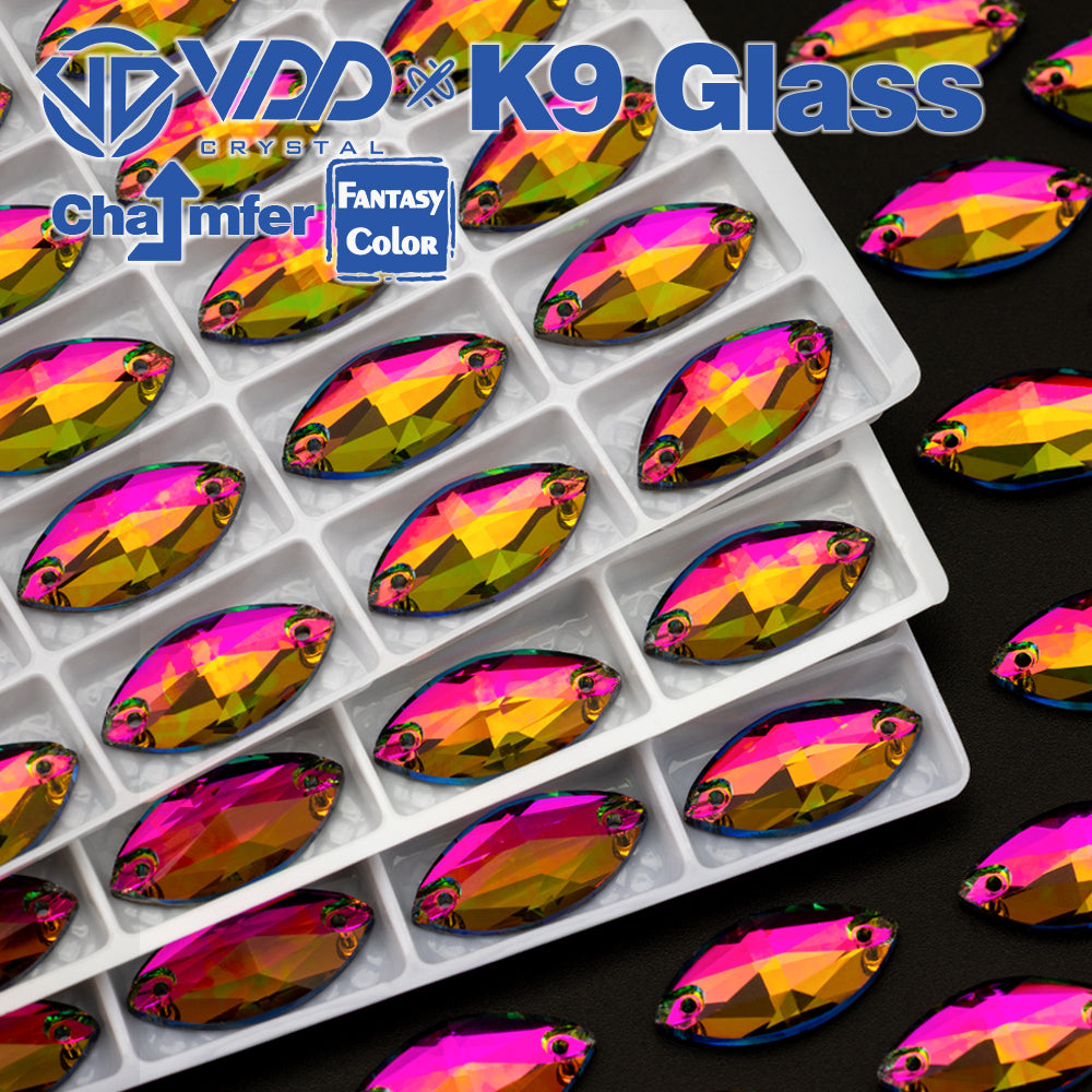 VDD Navette 9x18mm 36Pcs Vitrail Medium Color Top Quality K9 Glass Sew on Rhinestone Sewing Crystal Flatback Clothes Decorations