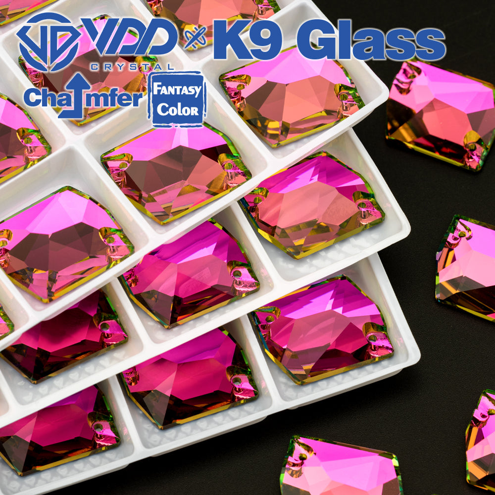 VDD Cosmic 17x21mm 15Pcs Rose Pulse Color Top Quality K9 Glass Sew on Rhinestone Sewing Crystal Flatback Garment Decorations