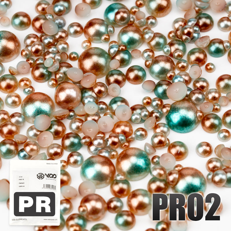 VDD PR02 3-10mm Mix Size ABS Half Round Pearls Flatback Beads Resin Rhinestones Flatback Stones ZHENZHU
