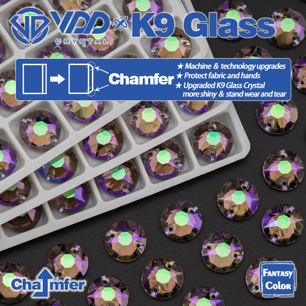 VDD 8B-8S 12mm 40Pcs Ghost Light Color Top Quality K9 Glass Sew on Rhinestone Sewing Crystal Flatback Clothes Decorations