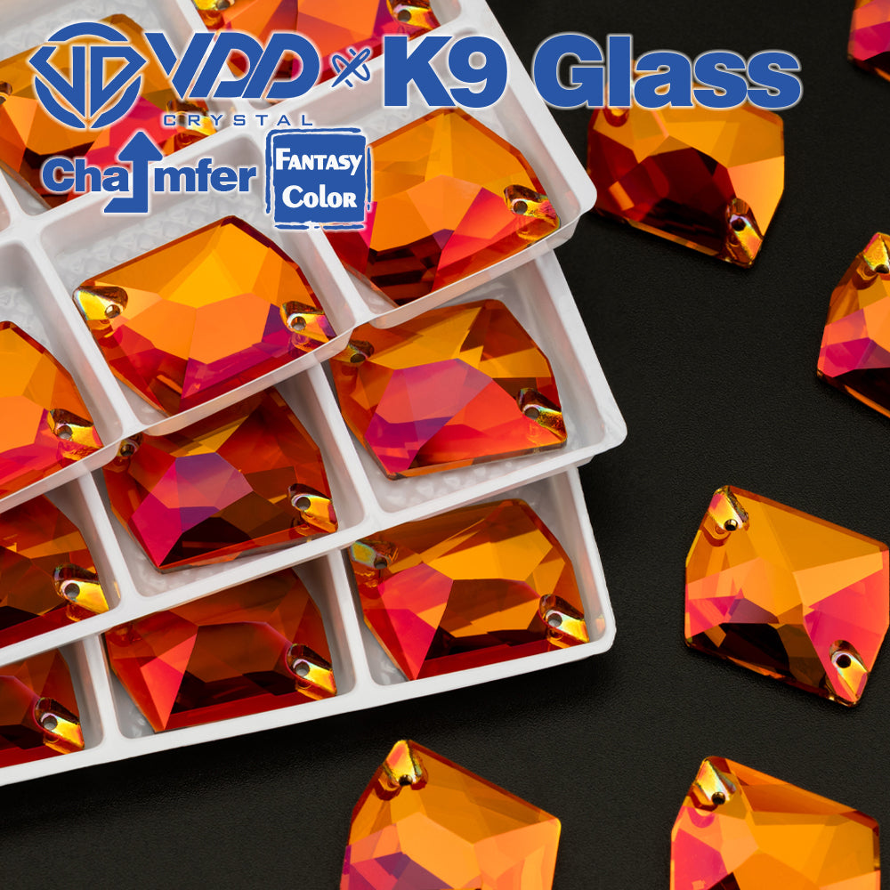 VDD Cosmic 17x21mm 15Pcs Sunset Prism Color Top Quality K9 Glass Sew on Rhinestone Sewing Crystal Flatback Garment Decorations
