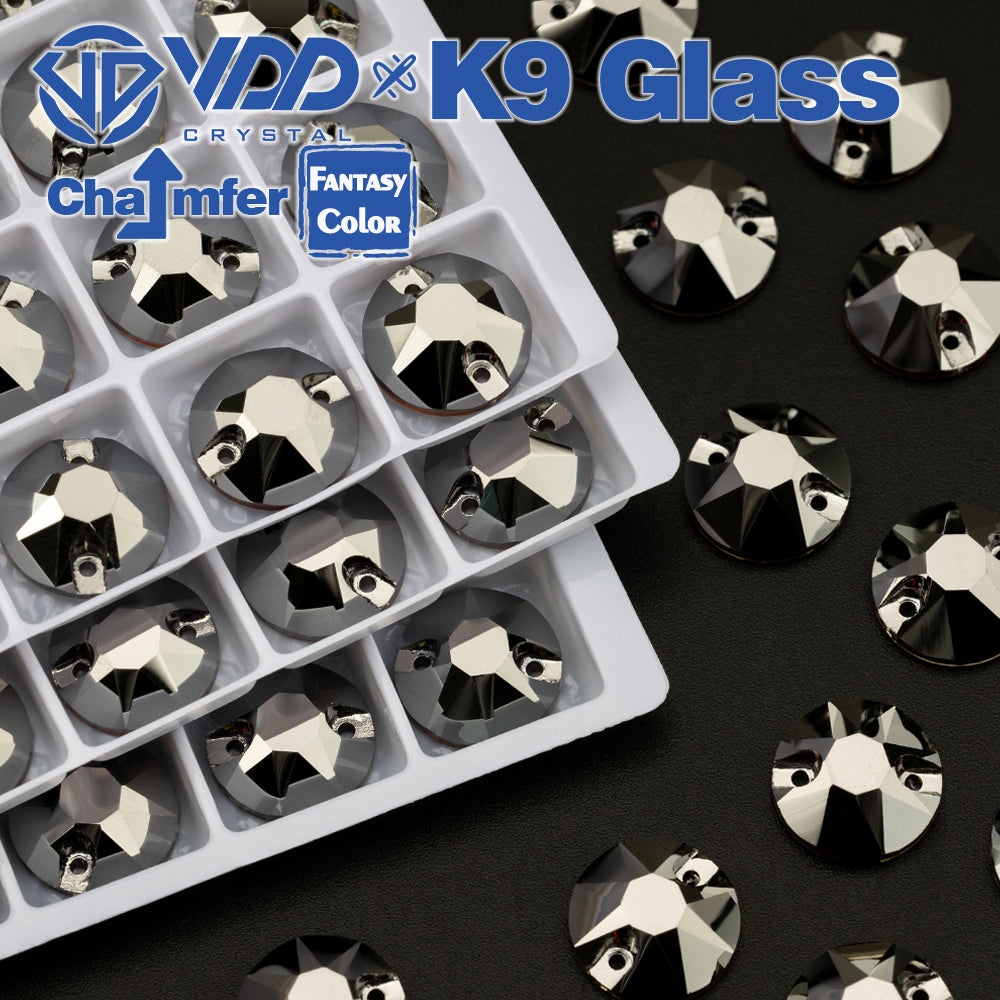 VDD 8B-8S 12mm 40Pcs Hematite Color Top Quality K9 Glass Sew on Rhinestone Sewing Crystal Flatback Clothes Decorations