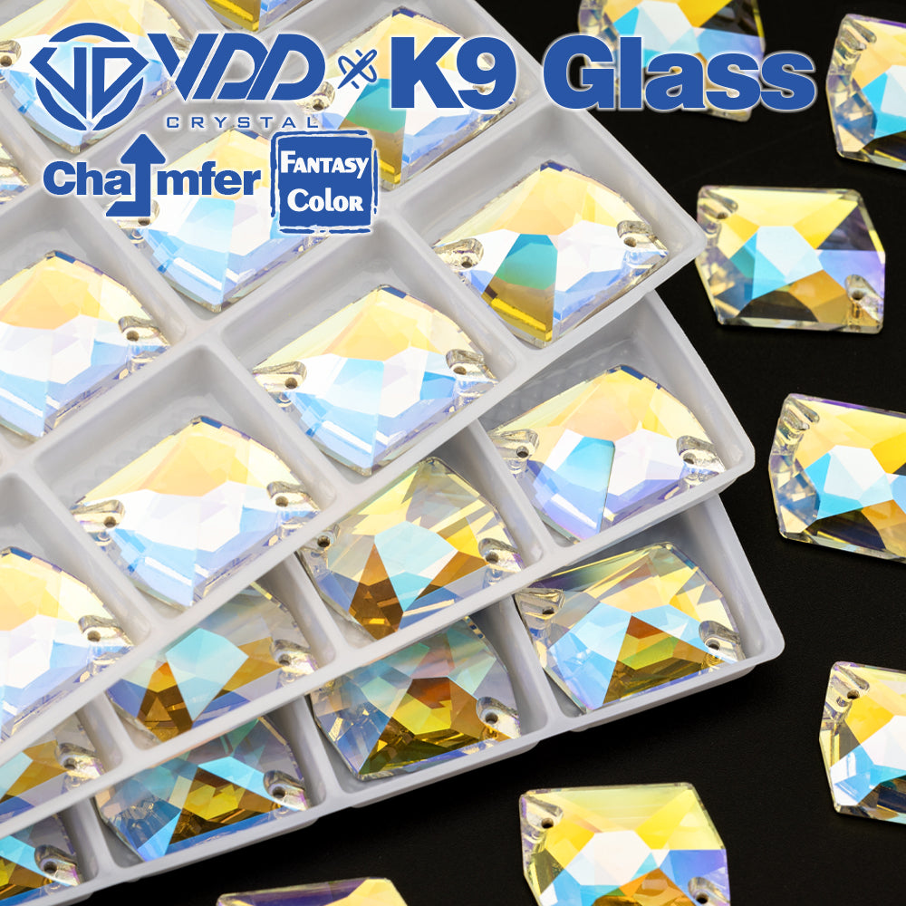 VDD Cosmic 17x21mm 15Pcs Luster Mirage Color Top Quality K9 Glass Sew on Rhinestone Sewing Crystal Flatback Garment Decorations