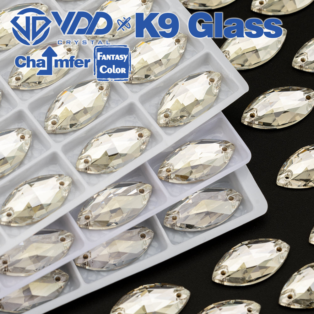 VDD Navette 9x18mm 36Pcs Sliver Shadow Color Top Quality K9 Glass Sew on Rhinestone Sewing Crystal Flatback Clothes Decorations
