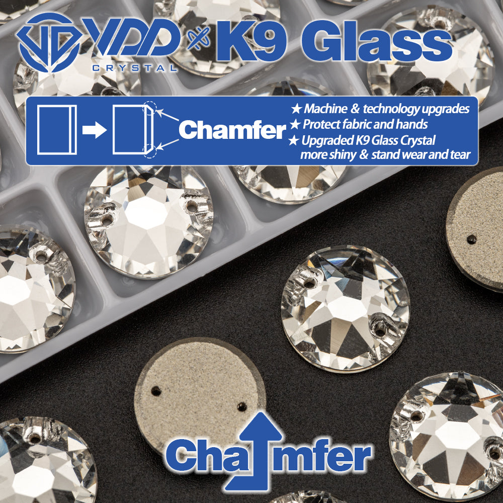 VDD 8 Big 8 Small High Quality K9 Sew on Rhinestones Sewing Glass Clear Crystals Flat Back for Clothes Accessories Wedding Dress