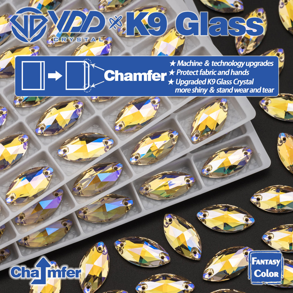 VDD Navette 9x18mm 36Pcs Paradise Shine K9 Glass Sew On Rhinestones High Quality AAAAA Crystal Flatback Sewing Strass Stones  DB-S261