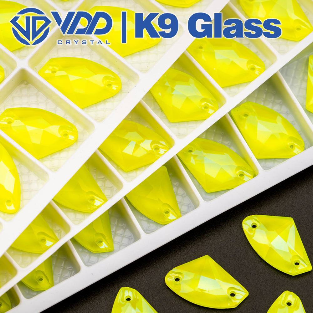 VDD Galactic Neon Lemon K9 Glass Sewing Crystals Sew on Rhinestones Flat Back Stones for Garment Decorations Wedding Dress