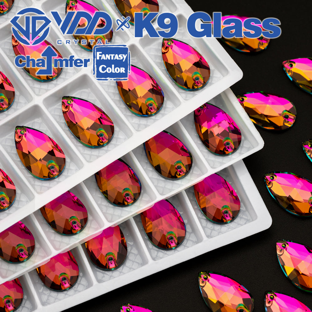 VDD Pear 11x18mm 24Pcs Vitrail Medium Color Top Quality K9 Glass Sew on Rhinestone Sewing Crystal Flatback Clothes Decorations