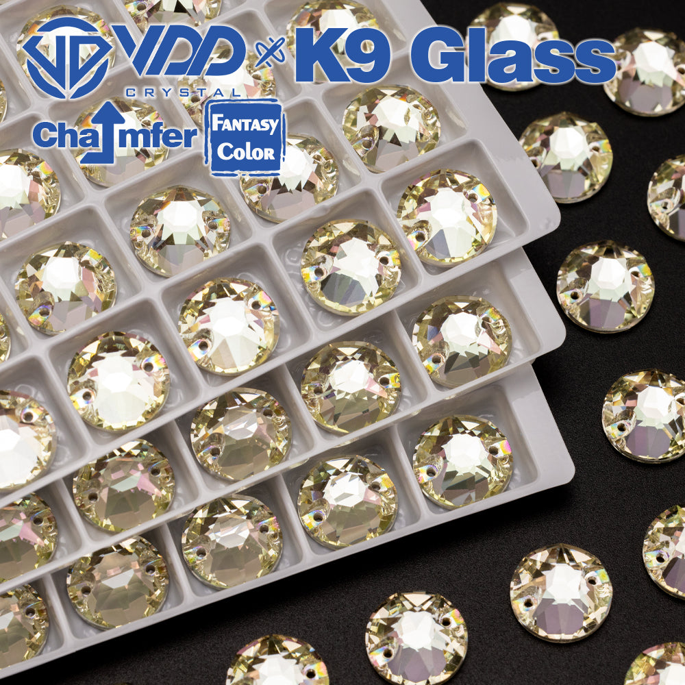 VDD 8B-8S 12mm 40Pcs Glimmer Color Top Quality K9 Glass Sew on Rhinestone Sewing Crystal Flatback Clothes Decorations