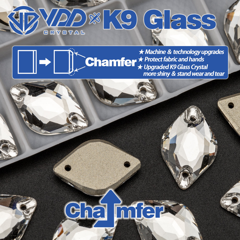 VDD Lemon K9 Glass Sew on Rhinestone Sewing Clear Crystals Flat Back Stones for Garment Clothes Accessories Wedding Dress