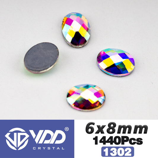 VDD 1302-6x8mm Wholesale 1440Pcs Rectangle Glass Rhinestones Crystal AB Flatback HotFix Strass Shape 3D Stones For Nail Art DIY Decorations