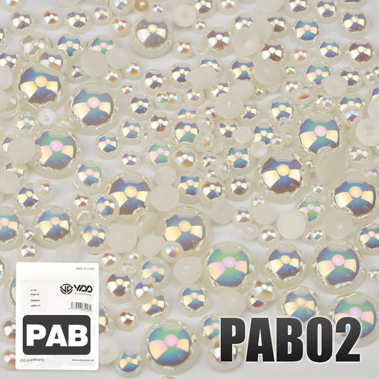 VDD PAB02 Bulk Wholesale 2.5-10mm Color AB Macaroon ABS Imitation Pearl Half Round Flatback Plastic Bead DIY Nail Art Craft Decoration