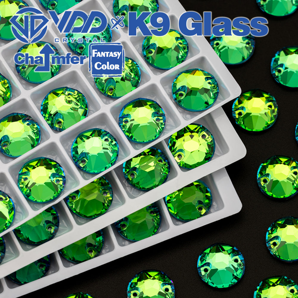 VDD 8B-8S 12mm 40Pcs Luxe Green Color Top Quality K9 Glass Sew on Rhinestone Sewing Crystal Flatback Clothes Decorations