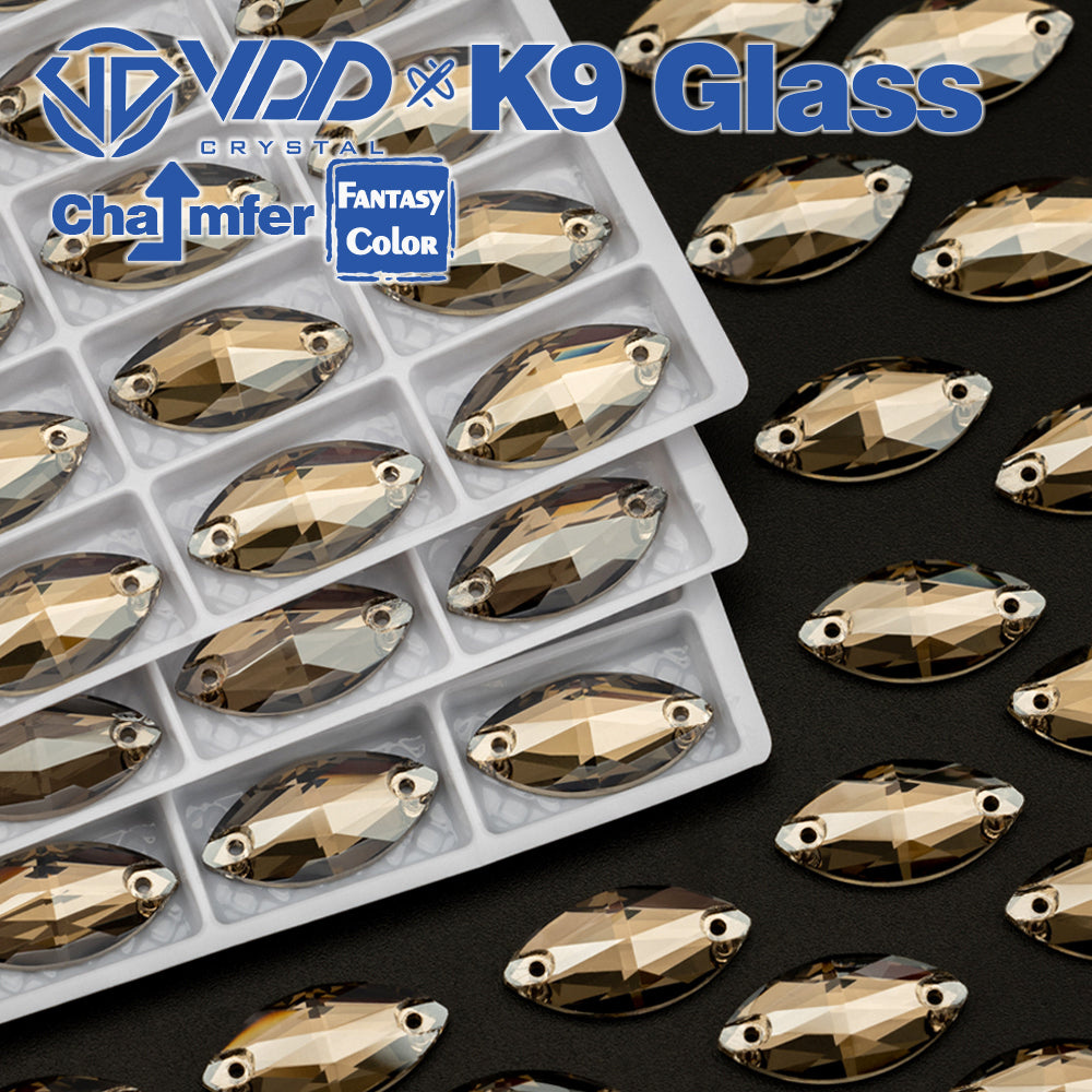 VDD Navette 9x18mm 36Pcs Greige Color Top Quality K9 Glass Sew on Rhinestone Sewing Crystal Flatback Clothes Decorations